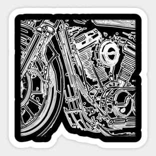 Motorcycle - Hog Lovers Engine Sketch Sticker